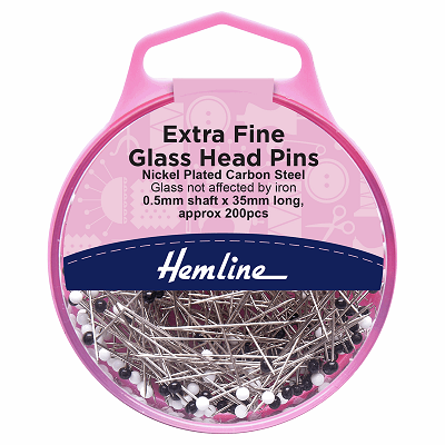 H675 Pins: Glass Head: Nickel: 35mm: Extra Fine: 200 Pieces 